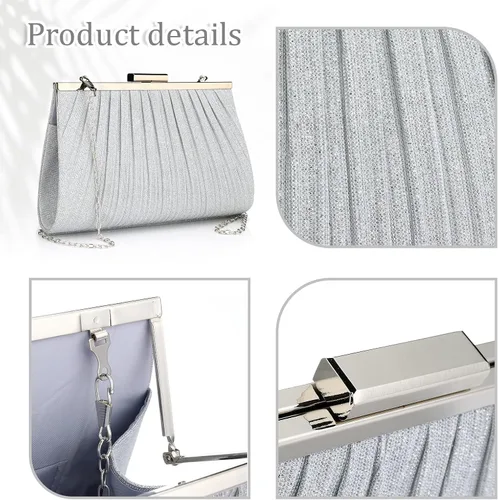 Miniatura 3 de YYW Bolso de mano para mujer, bolso brillante con asa superior, bolsa de noche, bolsa cruzada, bolsa de hombro para boda, fiesta, baile de graduación