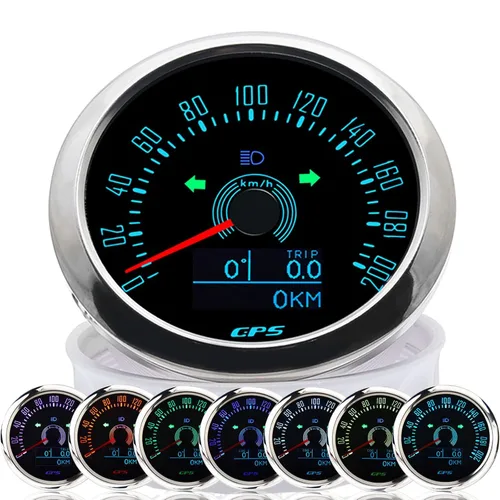 KAOLALI Velocímetro GPS de 85 mm 0-200 km/h para embarcaciones, velocímetro impermeable marino, medidor de velocidad con COG, kilometraje total del