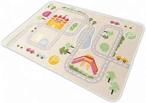 Miniatura 7 de Alfombra de juegos para niños para autos de juguete y tren, alfombra de área de juegos con respaldo de goma, divertida alfombra decorativa, regalo