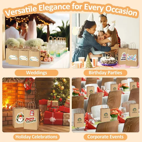 Miniatura 5 de BagDream 25 bolsas de regalo marrones de 8 x 4.25 x 10.5 pulgadas, papel kraft para regalos, compras al por menor de mercancías de comestibles