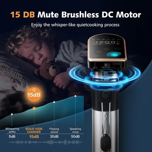 Miniatura 6 de Sous Vide - Cocina de precisión de 1300 W, WiFi 2.4, circulador de inmersión silencioso con motor sin escobillas, IPX7 totalmente impermeable, 6 NI