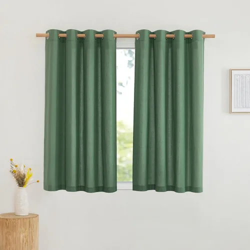 Miniatura 191 de NICETOWN Cortinas de lino natural con textura de lino para dormitorio, mezcla de lino rústica con ojales en la parte superior, semitransparentes