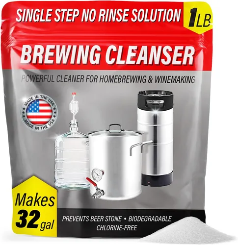 [1 libra] Limpiador de preparación de cerveza sin enjuague de un solo paso, fabricado en Estados Unidos, potente lavado de cervecería en polvo para