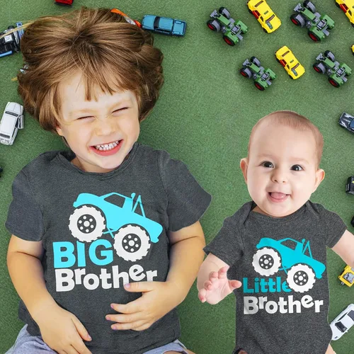 Miniatura 2 de Funnycokid Conjunto de camisas a juego para hermano mayor, hermano pequeño, ropa de regalo para bebé