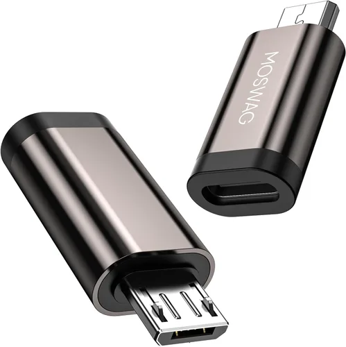 MOSWAG Adaptador Micro a USB C (paquete de 2) Adaptador Micro a USB C Hembra, Convertidor Tipo C a Mciro para Samsung Galaxy S7 Edge, S6, Nexus 5,