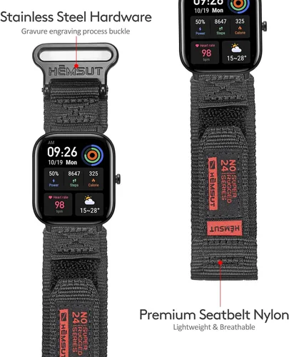 Miniatura 4 de Correas de reloj compatibles con Amazfit, correa deportiva de nailon resistente con diseño de bucle tejido para Amazfit GTS 4/4 Mini/3/2/2e/2 mini