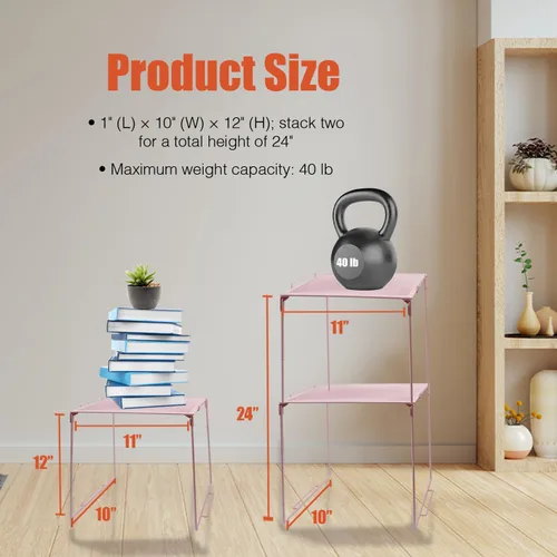 Miniatura 2 de Piffny Estante organizador de malla metálica versátil, apilable, para taquillas escolares de tamaño estándar, también para armarios de gimnasio