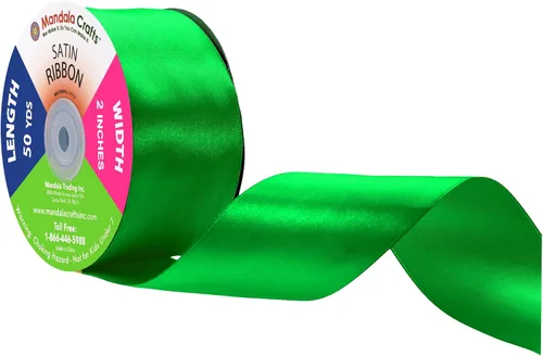 Miniatura 123 de Mandala Crafts Cinta de satén verde manzana para manualidades, cintas de tela de 1.5 pulgadas de ancho de 50 yardas para envolver regalos, ramos