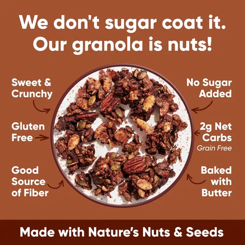 Miniatura 5 de NuTrail Cereal de granola de nuez, chocolate negro, sin azúcar añadido, keto, bajo en carbohidratos, sin gluten, sin granos, desayuno saludable, 8