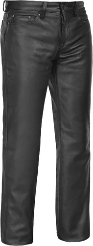 Daniel Smart - Pantalones de motociclista de cuero negro para hombre, para todas las estaciones, con ajuste personalizable y bolsillos de transporte