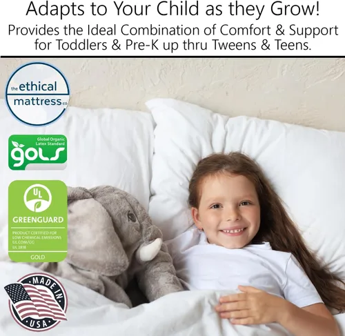 Miniatura 3 de Ethical Mattress CO - Colchón infantil de 6 pulgadas, sin toxinas, fabricado en los Estados Unidos con algodón orgánico, lana, látex y bobinas