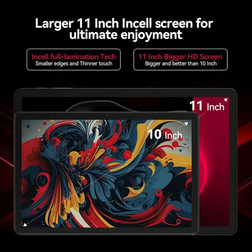 Miniatura 3 de KADYBE Tableta Android 15 de 11 pulgadas, las tabletas más recientes de 2025 con 16GB RAM 128GB ROM 1TB expandible, tableta con teclado, batería