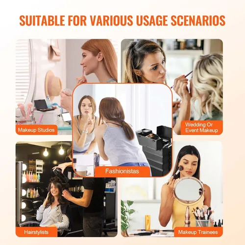 Miniatura 6 de VEVOR Makeup Train Case Professional Makeup Storage Organizer Box Make Up Carrier for Women and Girls