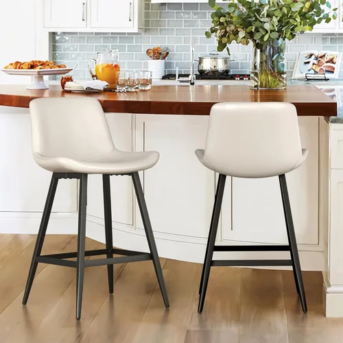 Miniatura 10 de Cozyman Taburete de bar de 24 pulgadas, taburetes de bar modernos con altura de mostrador con respaldo y reposapiés para el hogar, cocina, isla
