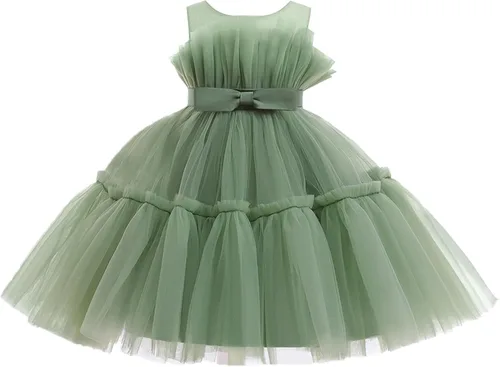 Miipat Vestido de niña de flores para bebé, boda, fiesta, tul, princesa, vestido de baile, vestido formal con lazo para la cabeza