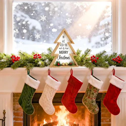 Miniatura 7 de Decoraciones de mesa de Navidad para el hogar, centro de mesa de árbol de Navidad, decoración interior de madera, árboles de Navidad rústicos