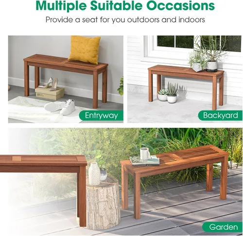 Miniatura 8 de Tangkula Banco de madera para patio, banco de madera maciza para 2 personas con asiento de listones, Loveseat de 39.5 pulgadas de largo con marco