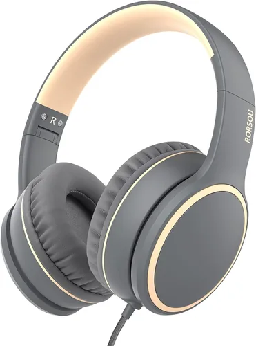 Miniatura 8 de R10 - Auriculares sobre la oreja con micrófono, auriculares de bajos estéreo ligeros y plegables con cable de 1.5M sin enredos, auriculares