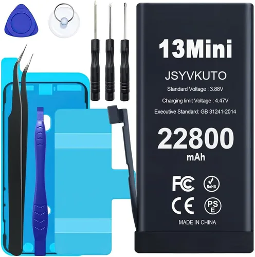 Batería de 22800 mAh para iPhone 13 Mini, nueva batería de repuesto de 0 ciclos mejorada de mayor capacidad para iPhone 13 Mini con juego completo