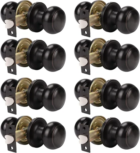 Miniatura 32 de Probrico (paquete de 10 perillas redondas para puertas de paso (sin bloqueo), perillas sin llave para cerraduras de puertas interiores/exteriores