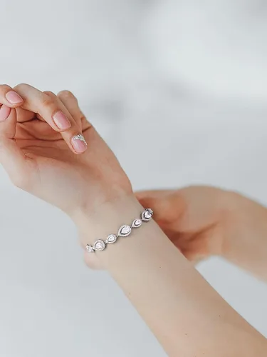 Miniatura 6 de Pulsera de moissanita de oro de 14 quilates para mujer, pulsera de lujo con cadena de oro de gota de agua, regalo de joyería de Navidad de moda