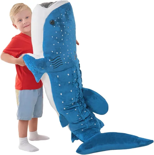 Miniatura 10 de Mukouxun 47 cm Tiburón Ballena de Peluche Tiburón Ballena de Peluche para Niños Almohadas de Peluche de Tiburón Ballena Muñeca de Ballena Azul