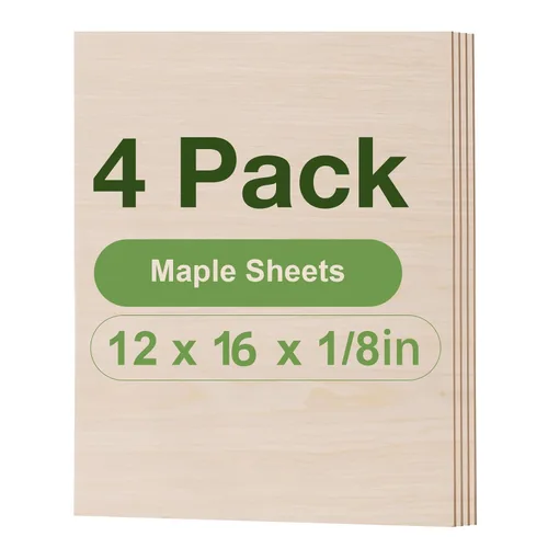 Miniatura 11 de Paquete de 12 hojas de tilo Rowood, 12x12x1/8pulgadas, tilo de 3mm para corte láser, kits de manualidades para adultos, tablero de madera