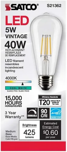 Miniatura 4 de Satco 6Pk 5w ST19 LED 4000K base media regulable - 40 W equiv