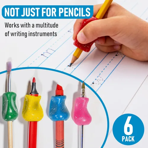Miniatura 5 de The Pencil Grip Agarres de Lápiz con Purpurina 6 Piezas, Agarres de Lápiz para Escritura de Niños, Agarre Ergonómico de Bolígrafo para Diestros