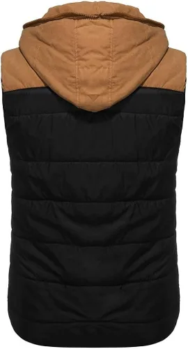 Miniatura 4 de WENKOMG1 Chaleco acolchado para hombre, cálido chaleco acolchado, liso, cómodo, sin mangas, cómodo y acogedor, con cremallera
