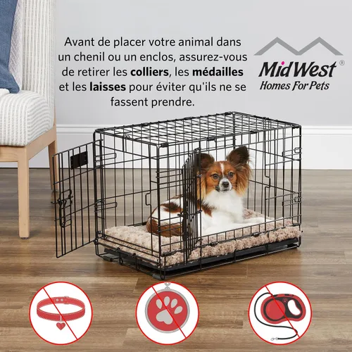 Miniatura 3 de MidWest Homes for Pets Jaula para perros de etapas intermedias de vida con puerta única de 36 pulgadas plegable, seguridad mejorada, incluye bandeja