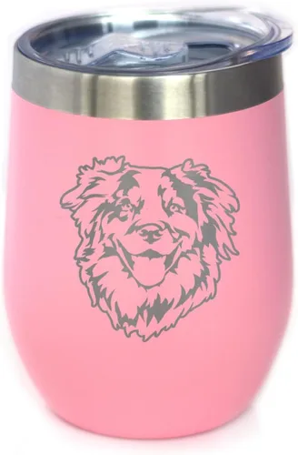 Miniatura 5 de Australian Shepherd Face - Wine Tumbler Glass with Sliding Lid - Stainless Steel Insulated Mug - Unique Dog Themed Decor and Gifts for Moms & Dads
