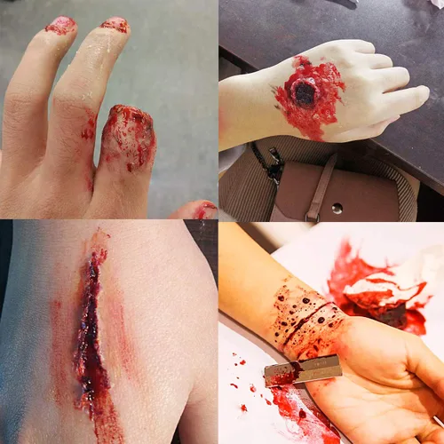 Miniatura 2 de MEICOLY Sangre Coagulada de Halloween de Calidad Actualizada, 30g/1.06 oz Gel de Sangre Falsa con Esponja de Punteado Negro, para Heridas SFX