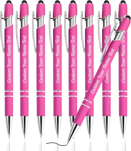 Miniatura 126 de Bolígrafo personalizado, 1 unidad, bolígrafo personalizado con logotipo de mensaje de nombre comercial grabado, lápiz digital de tinta negra suave
