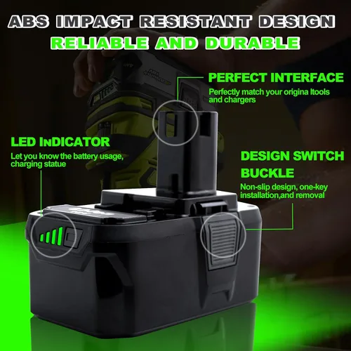Miniatura 3 de Repuesto de alta capacidad de 8000 mAh para batería Ryobi de 18 V P108 P104 P105 P102 P103 P122 P109 Li-ION compatible con Ryobi 18V ONE+ System