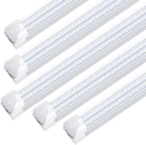 Miniatura 9 de Lámpara LED de tienda de 8 pies, 120 W, 14400 lúmenes, 6500 K, blanco frío, T8 V, tubo de luz LED integrado con 4 filas de luz para puerta