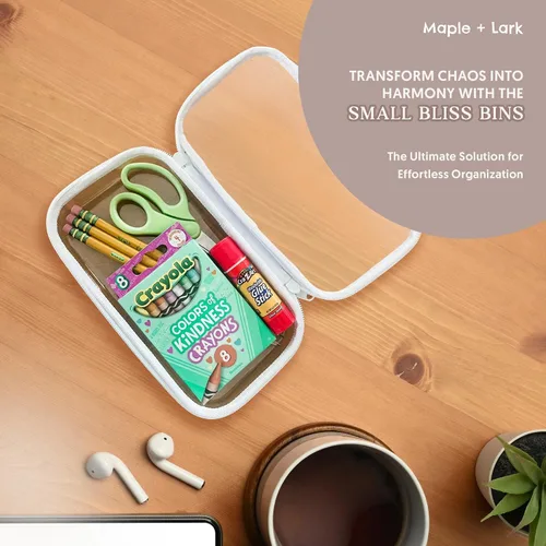 Miniatura 10 de Maple & Lark Bliss Bins - Estuche rígido transparente con cremallera para almacenamiento - Estuche de lápices de plástico transparente de grado