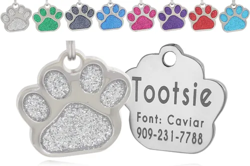 Miniatura 10 de Etiquetas de identificación de mascotas de acero inoxidable grabadas con láser, personalizadas para perros y gatos, etiqueta redonda de hueso