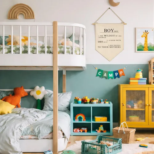 Miniatura 5 de Bandera colgante de lona con texto en inglés «Boy the Wildest of All Animals», «A Noise With Dirt On It», letrero decorativo de pared para bebés