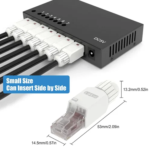 Miniatura 6 de VCELINK Conector RJ45 sin herramientas, enchufe de terminación de campo CAT6, enchufe modular chapado en oro, conector UTP CAT6 sin herramientas