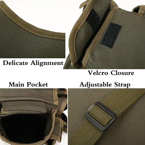 Miniatura 4 de Pequeña bolsa multiusos para pierna de cintura caída, bolsa de lona táctica para la cadera, paquete Molle para deporte, camping, senderismo, Verde