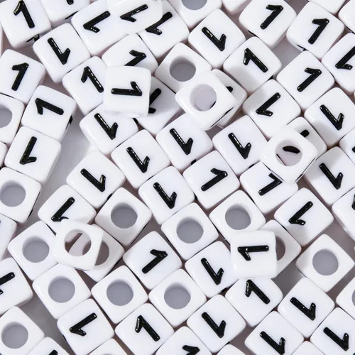 Miniatura 31 de 1400 cuentas redondas blancas y negras para pulseras, cuentas digitales de símbolo matemático del 0 al 9, juego de cuentas acrílicas de número