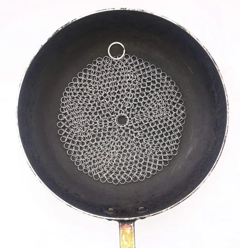 Miniatura 4 de Limpiador de hierro fundido de acero inoxidable 316, depurador de malla para sartén de hierro fundido, sartén presazonada, hornos holandeses