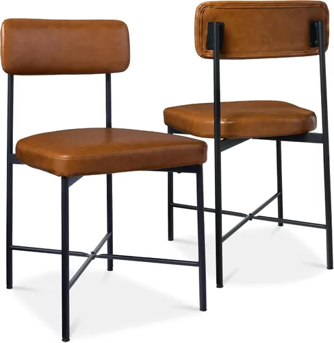 Miniatura 9 de Best Choice Products Juego de 2 sillas de comedor de piel sintética, altura estándar, cojines acolchados con marco de metal para cocina y comedor