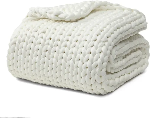 Miniatura 11 de YnM Manta Gruesa de Lana, Tejida a Mano con Hilo de Chenilla, Amigable para la Piel, Ventilada y Transpirable, Lavable a Máquina, Pieza