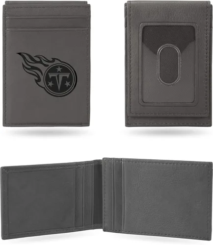 Miniatura 31 de Rico Industries - Cartera de bolsillo frontal con grabado láser NFL de fútbol, gris, compacta/cómoda/delgada