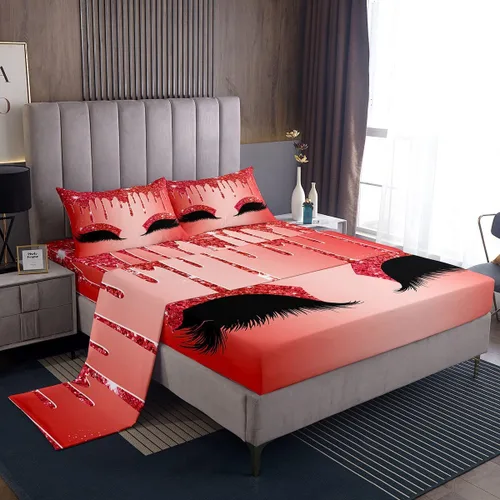 Miniatura 18 de Feelyou Sábanas de cama de lujo para niñas, juego de ropa de cama de lujo para niñas, juego de ropa de cama rosa jade ultra suave decoración