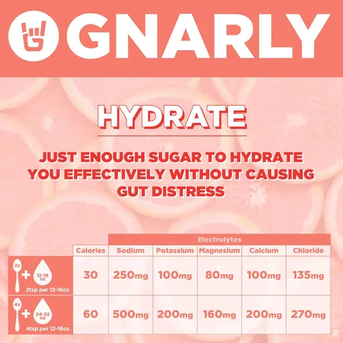 Miniatura 5 de Gnarly Nutrition Hydrate Electrolyte Powder - Mezcla de bebida hidratante para ejercicio de pomelo rojo rubí - Contenido NSF certificado - Solución