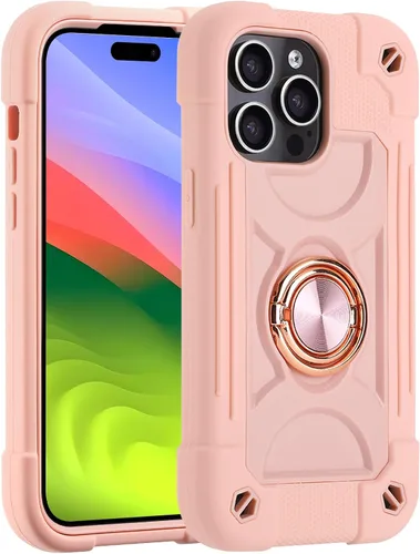 Miniatura 121 de MARKILL Funda compatible con iPhone 15 de 6.1 pulgadas con soporte integrado, [grado militar resistente de cuerpo completo] protección contra Rosa