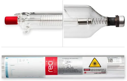 Cloudray RECI CO2 Tubo láser de vidrio W2, Tubo láser de CO2 de vidrio, 90W 100W Longitud 1200mm S2 Z2 Diámetro 80mm para máquina de corte de